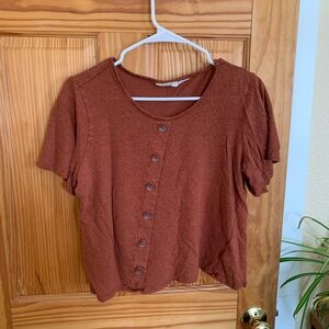 Christian Siriano Terracotta Button-Down Women's Top